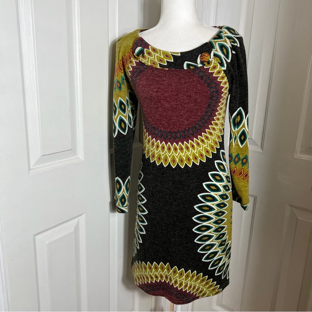 ARYEH Anthropologie Boho Retro Geometric Print Dress Size Small